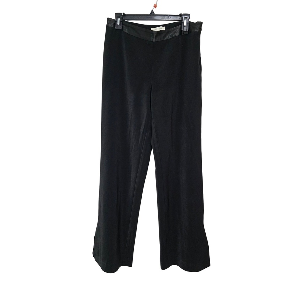 White House Black Market Dress Pants Women 10 Black Satin Trim Slit Office Wear